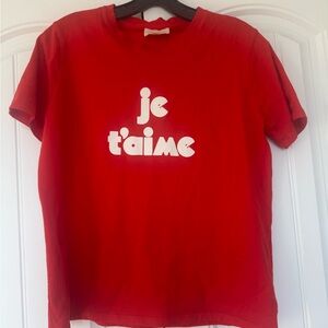 Sezane Red 'Je t'aime' Short Sleeve Tee t shirt SOLD OUT